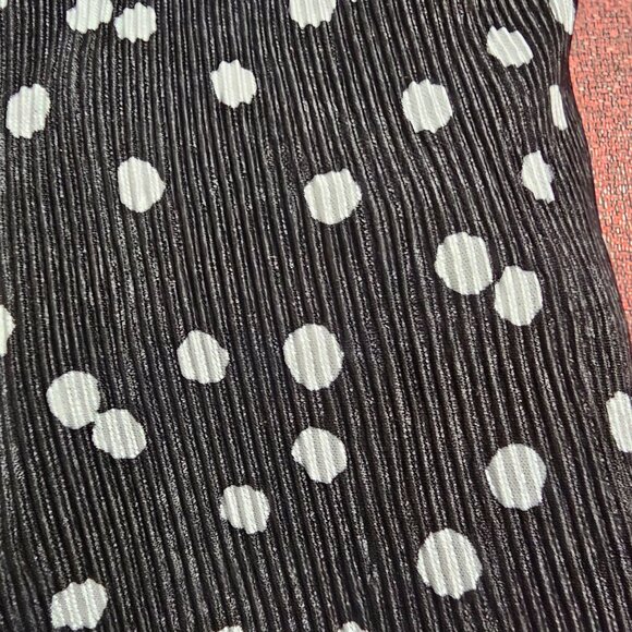 Coco Bianco Tiny Pleats Polka Dot Wide Leg Pants XL Pull On Stretch Raw Hem USA - Picture 10 of 10